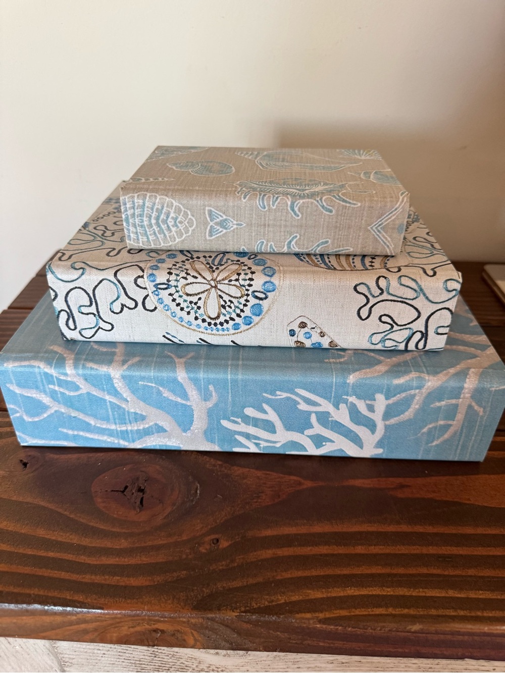 Coastal Decorative Books Storage Boxes (set of 3)